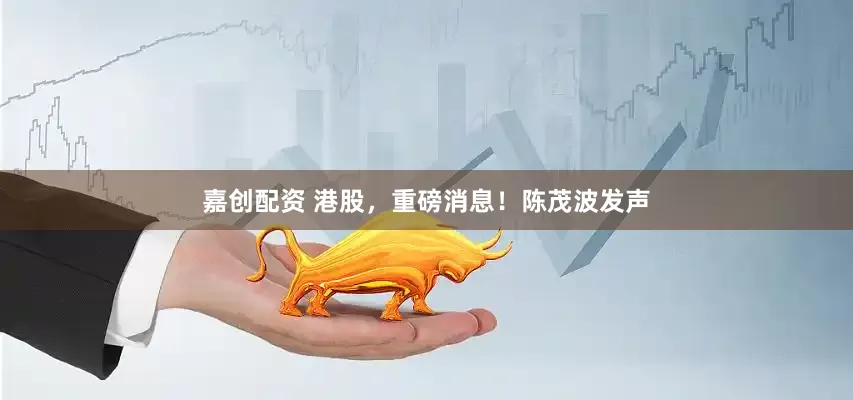 嘉创配资 港股，重磅消息！陈茂波发声